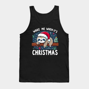 Wake Me When It's Christmas Cute Sloth Xmas Design Tank Top